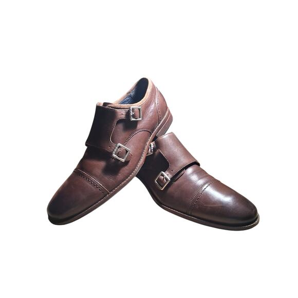 COLE HAAN Double Monk Strap Mens size 9M Grand Brown Cap-Toe Casual Career Shoes - Picture 15 of 15